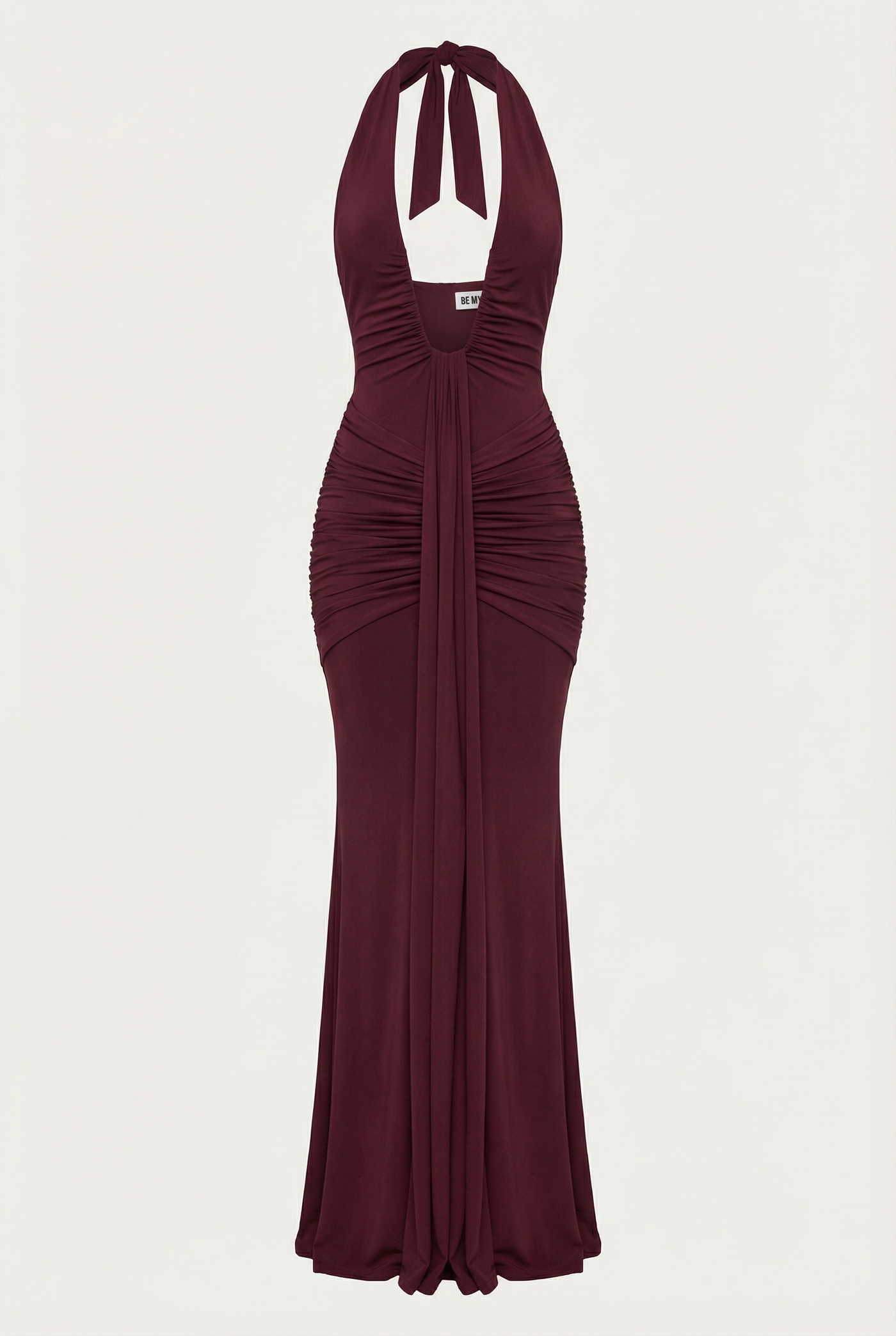 Amelita Deep Plunge Sculpt Maxi Dress - Burgundy