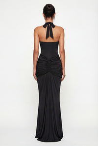 Amelita Deep Plunge Sculpt Maxi Dress - Black