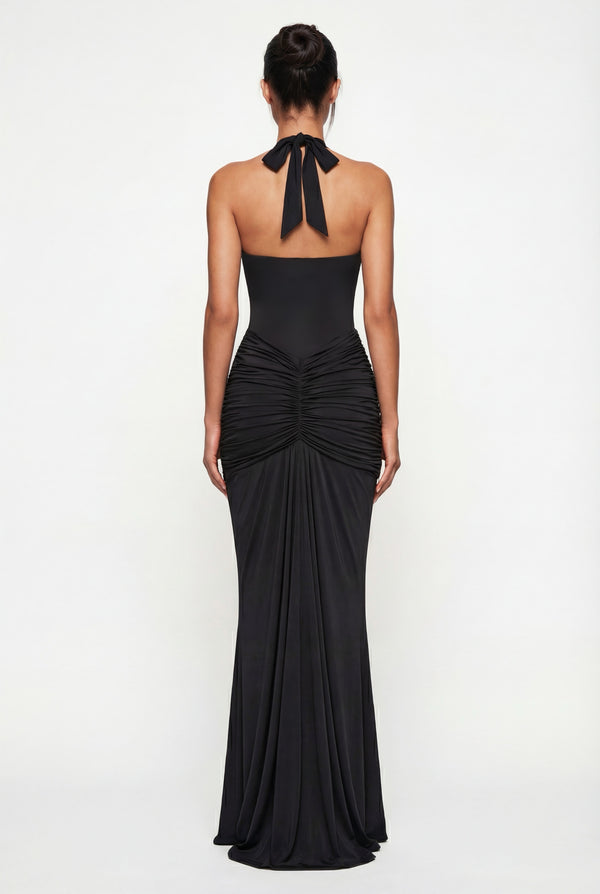 Amelita Deep Plunge Sculpt Maxi Dress - Black