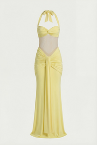 Henley Sheer Sculpt Maxi Dress - Yellow