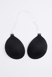 Black bra cups on a white background