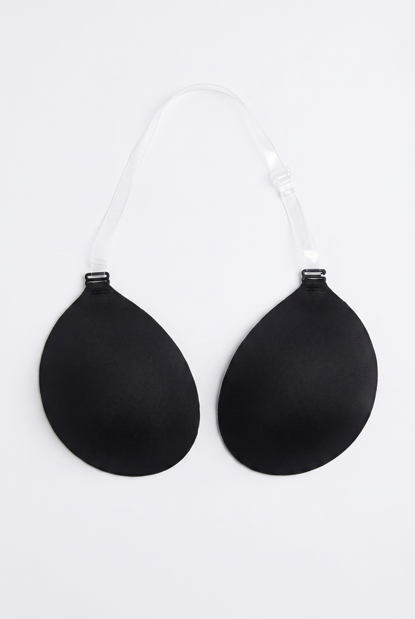 Black bra cups on a white background