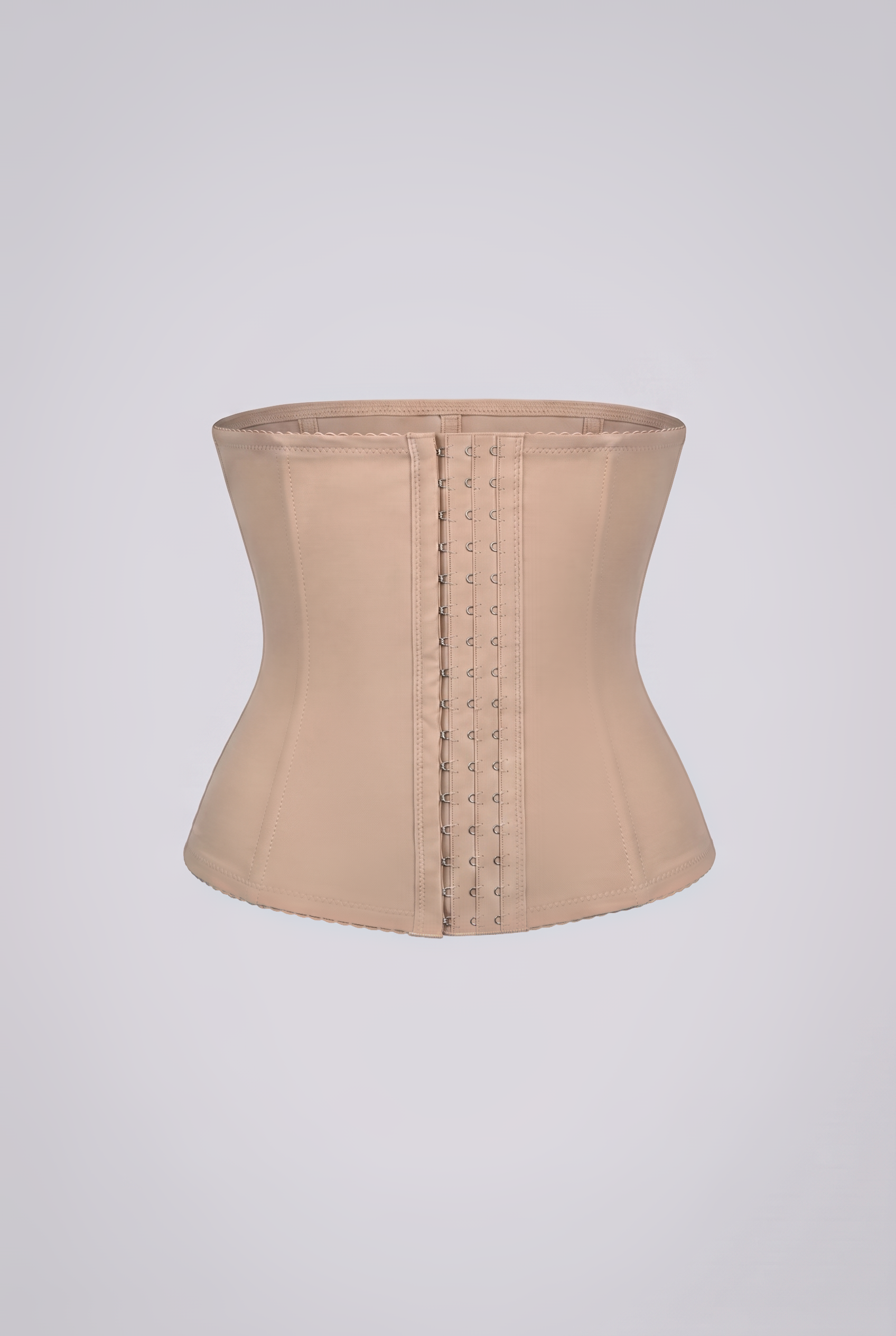 Beige waist trainer on a light gray background