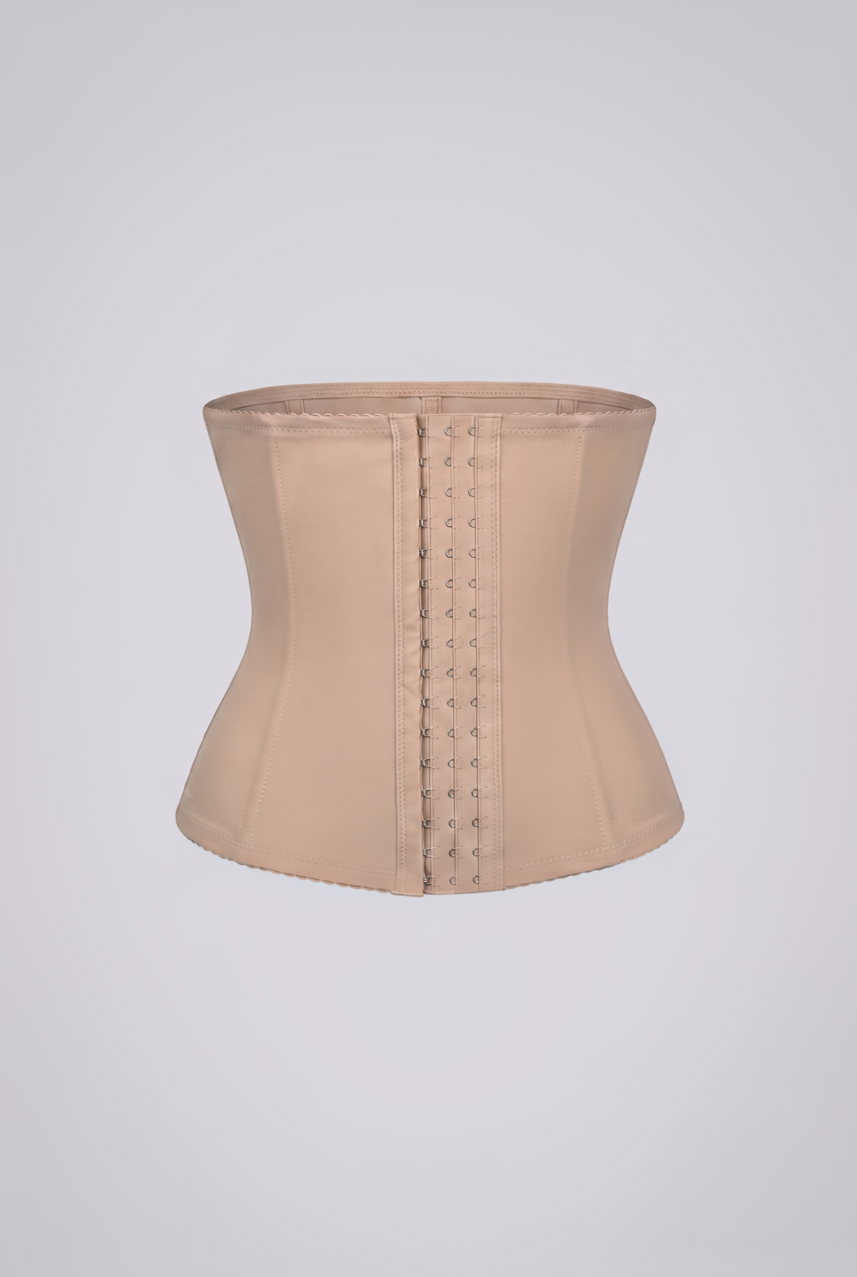 Beige waist trainer on a light gray background