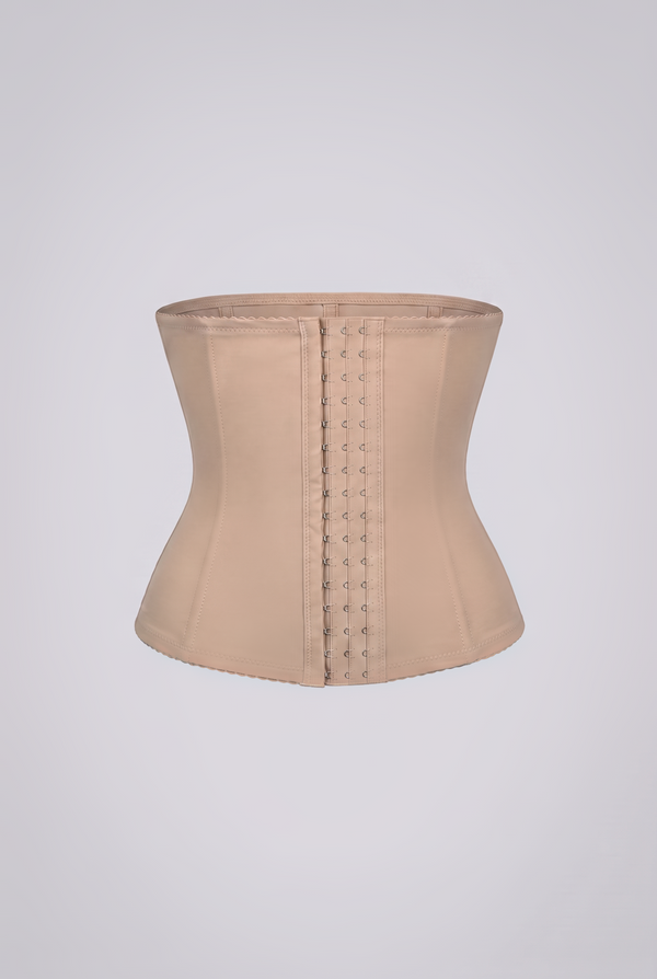 Beige waist trainer on a light gray background
