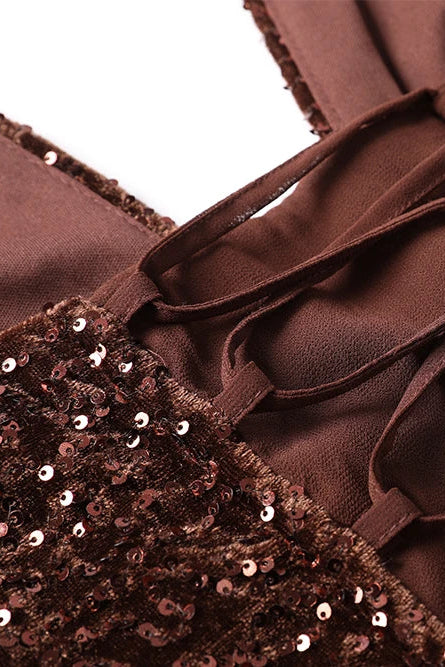 Winston Sequin Corset Maxi Dress – Brown