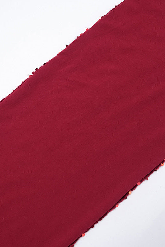 Adena Sequin Sculpt Mini Dress with Scarf - Burgundy
