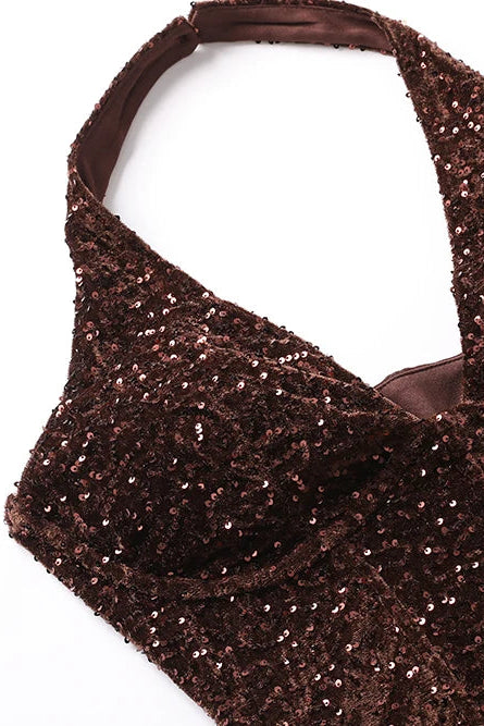 Winston Sequin Corset Maxi Dress – Brown