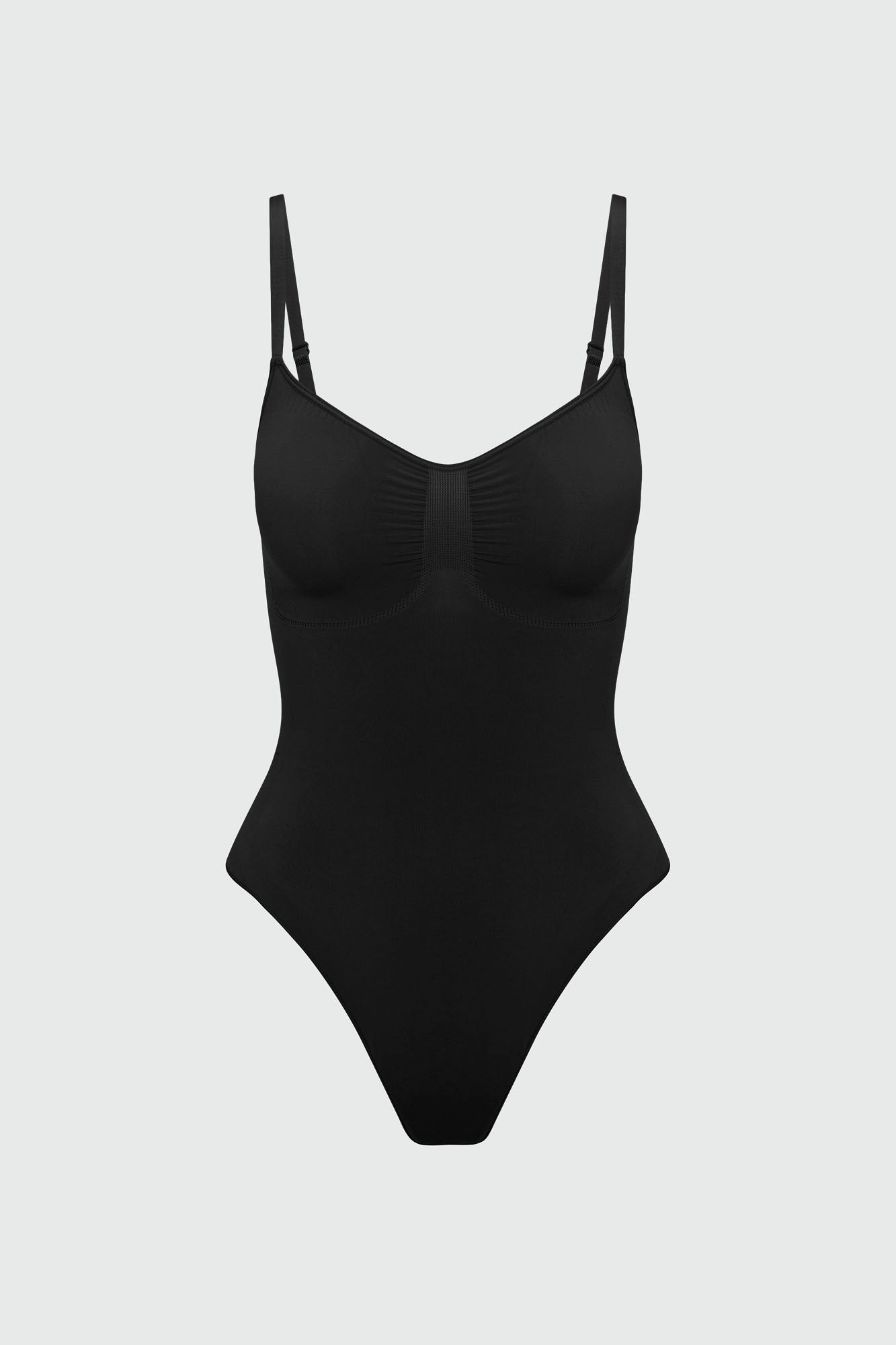 Black bodyshaper on a light gray background