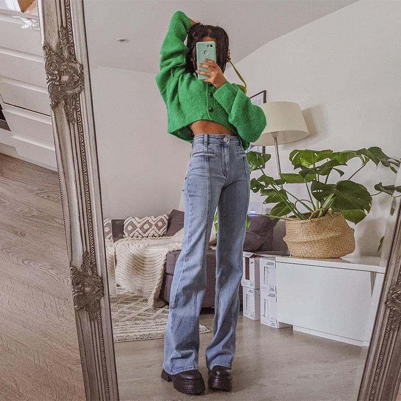 Aceline Star Patchwork High Waisted Jeans - S / Blue - Be My Shine