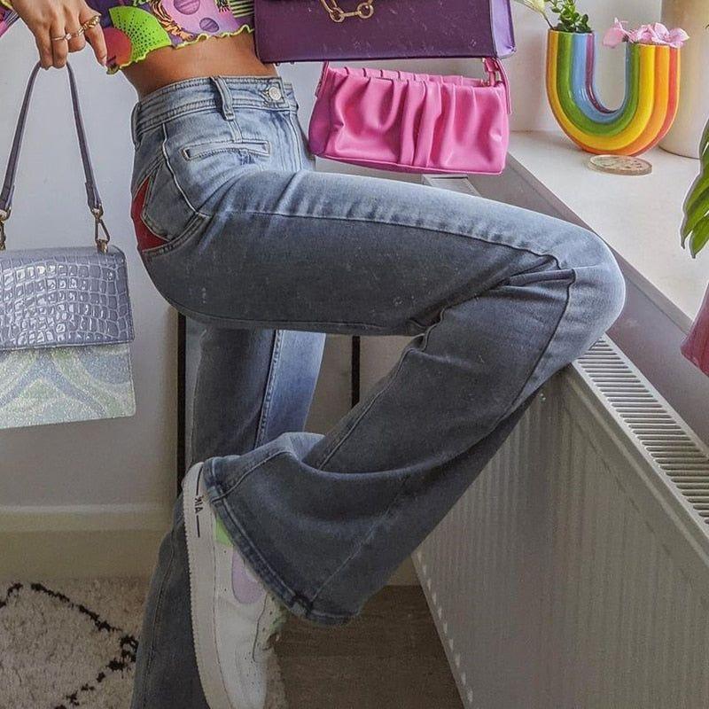 Aceline Star Patchwork High Waisted Jeans - S / Blue - Be My Shine