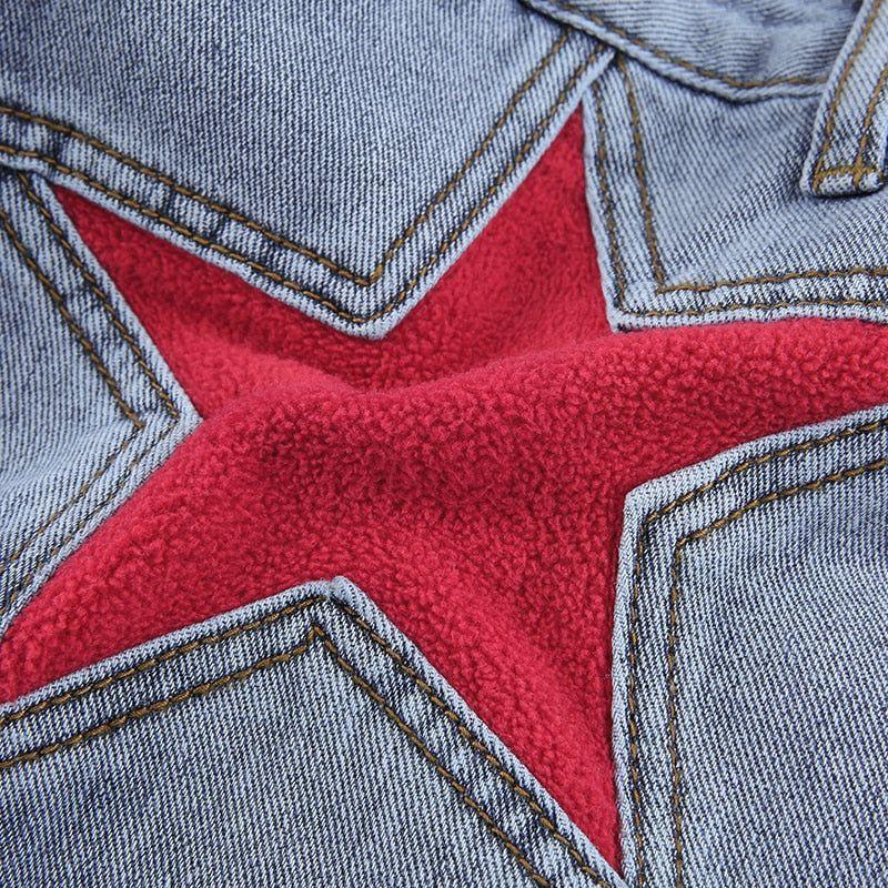 Aceline Star Patchwork High Waisted Jeans - S / Blue - Be My Shine