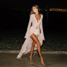 Liliana Ruffle Long Sleeve Beach Maxi Dress - pink / s - Be My Shine