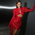 Adira Draped Mini Dress With Gloves - Red / XS - Be My Shine
