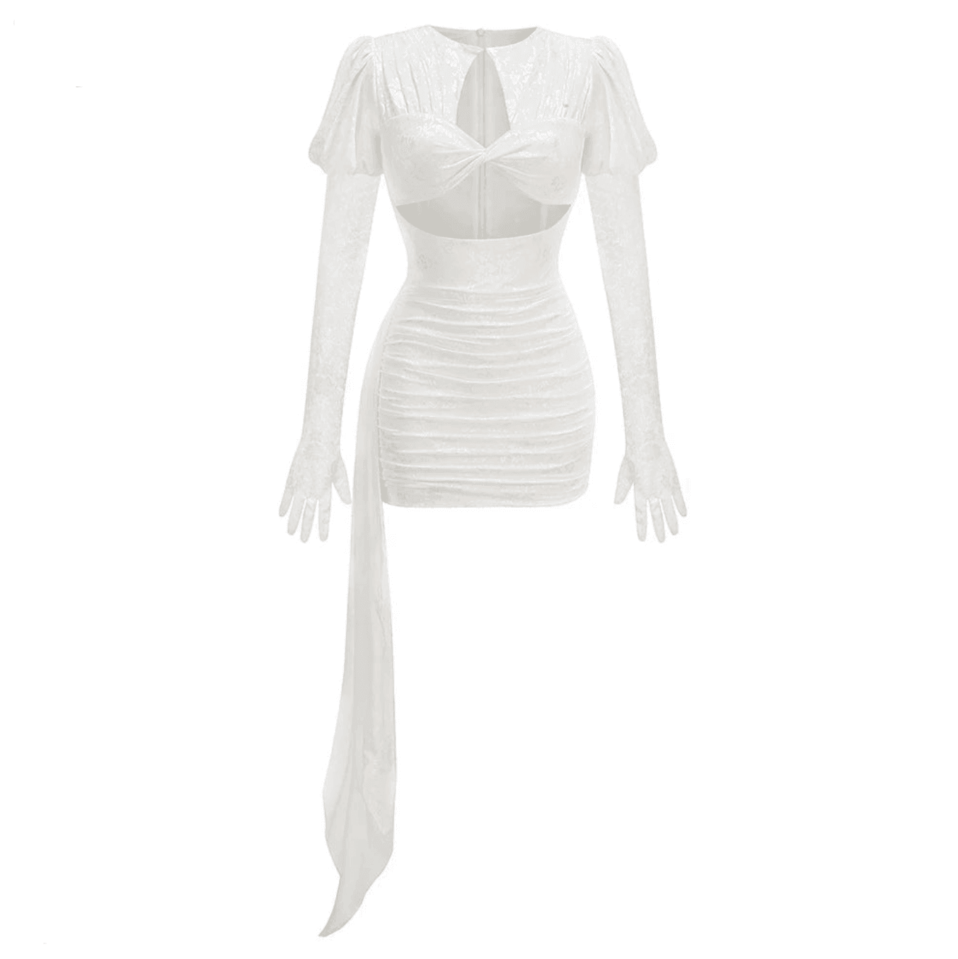 Adira Draped Mini Dress With Gloves - White / XS - Be My Shine