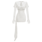 Adira Draped Mini Dress With Gloves - White / XS - Be My Shine
