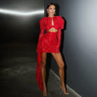 Adira Draped Mini Dress With Gloves - White / XS - Be My Shine
