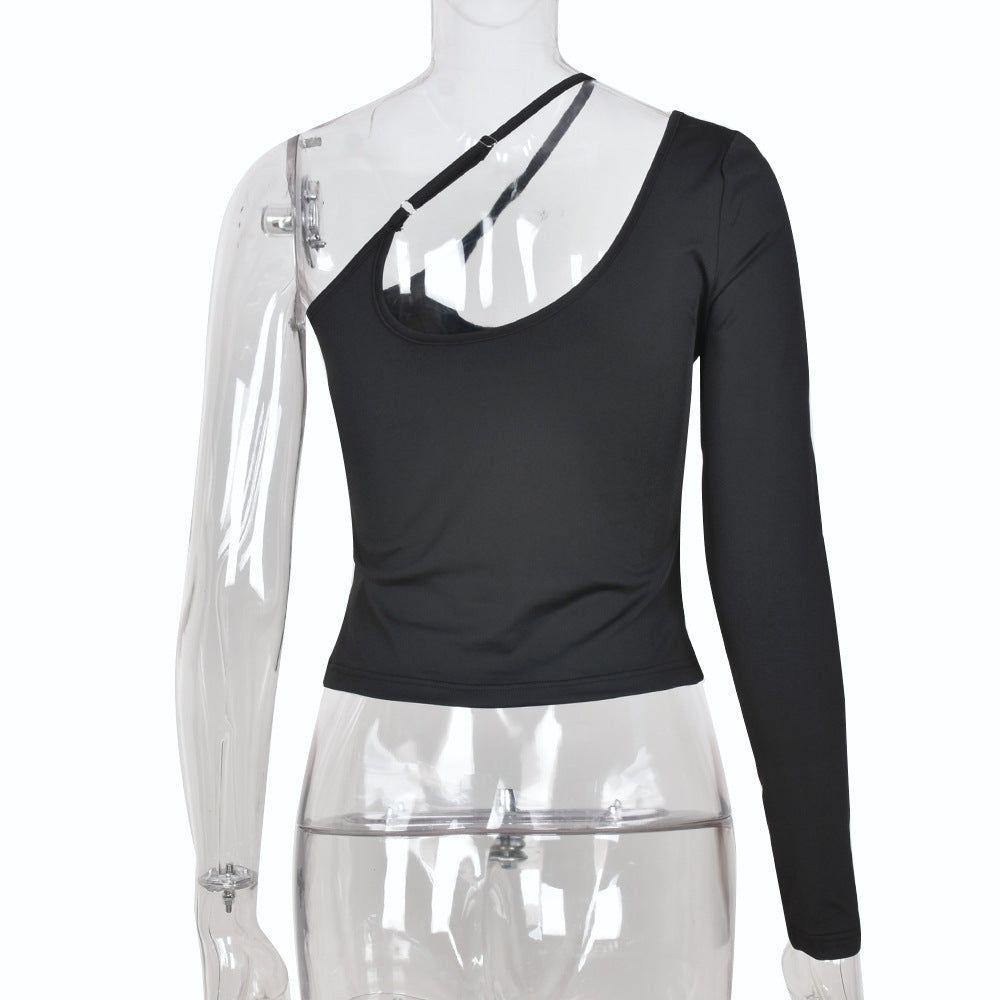 Alannis Asymmetric One Shoulder Top - S / Black - Be My Shine