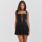 Amman Pleated Corset Mini Dress - Black / XS - Be My Shine