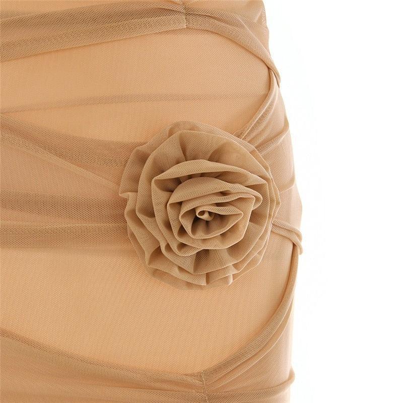 Anaelle Cut Out Mesh Mini Dress - Khaki / S - Be My Shine