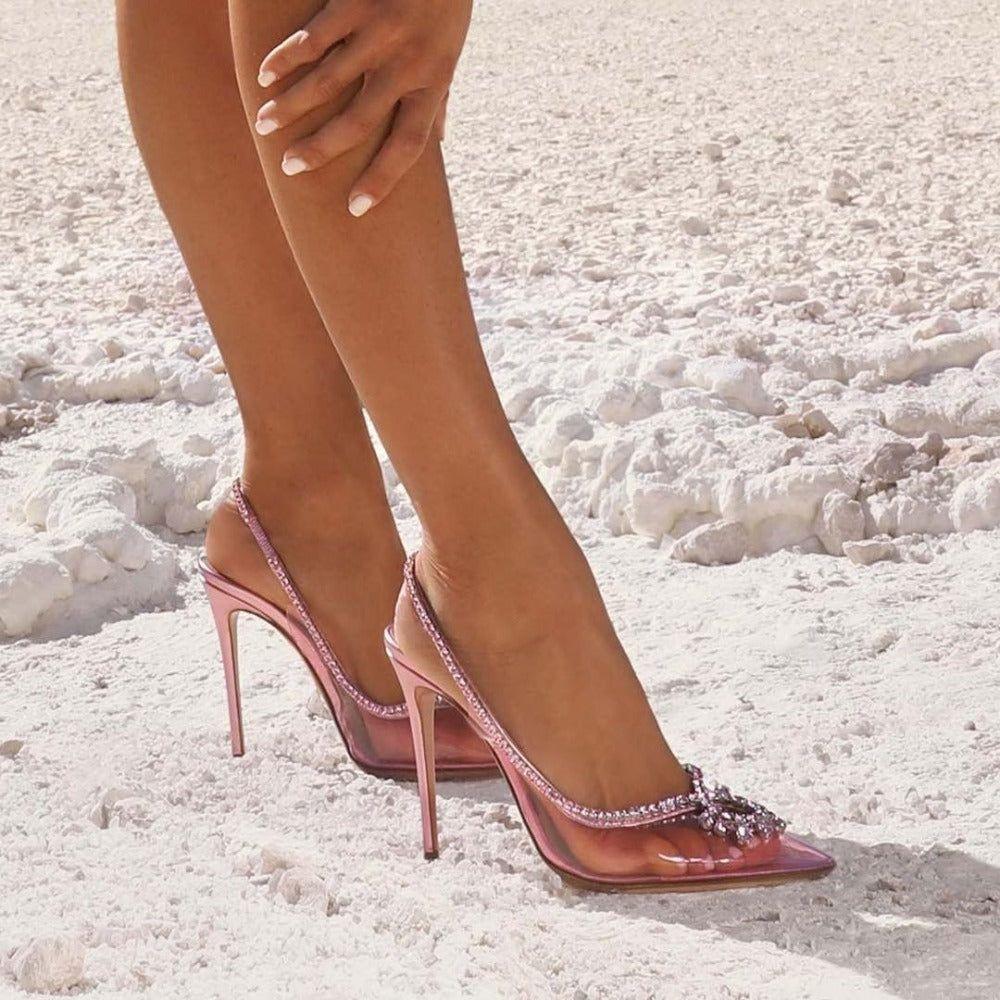 Anka Crystal Pointed Toe Heels - Silver / 5 - Be My Shine