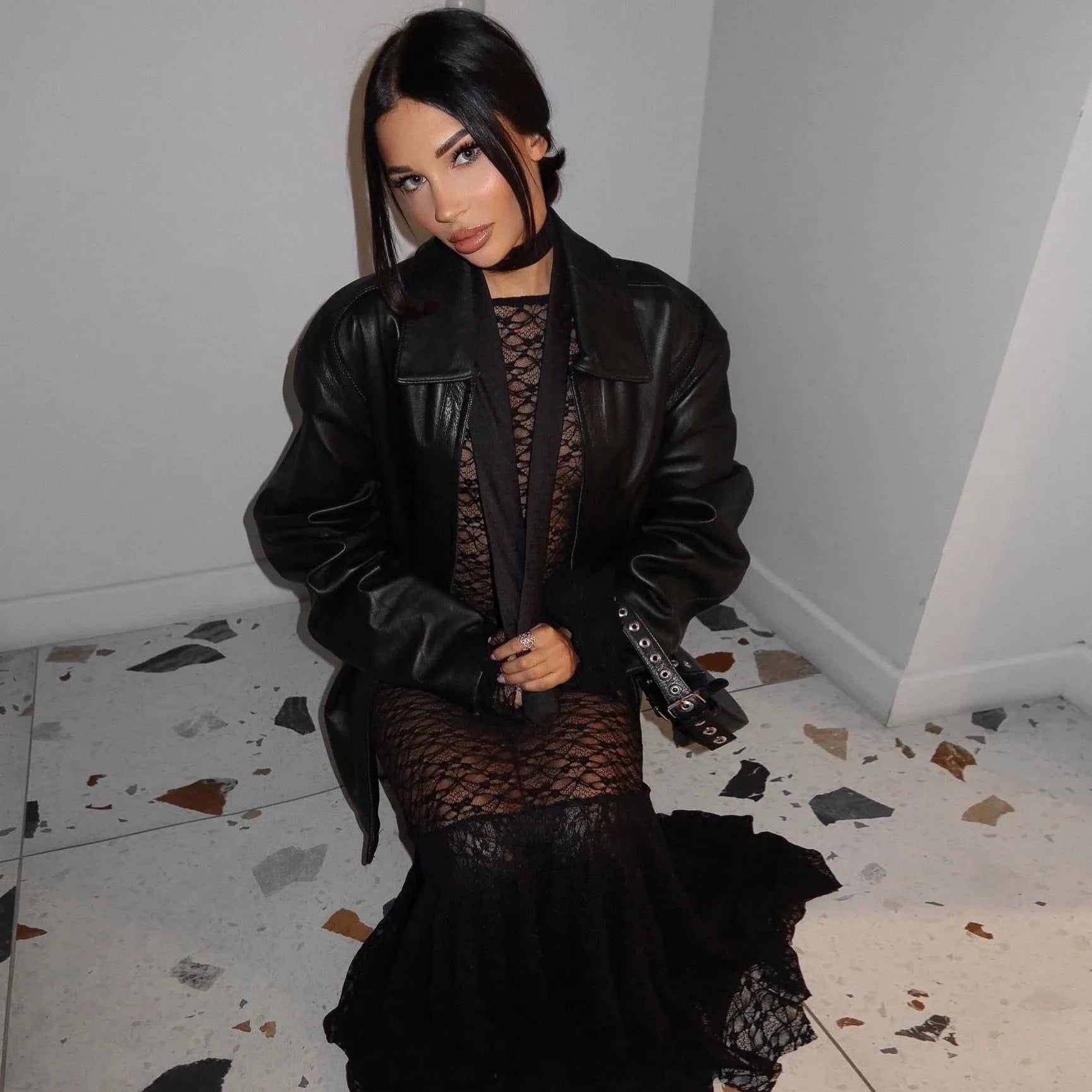 Annabeth Mermaid Tail Lace Maxi Dress - Black / S - Be My Shine