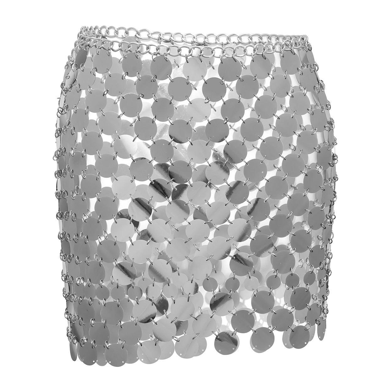 Asiya Sequin Embellished Mini Skirt - Silver / XXS - Be My Shine