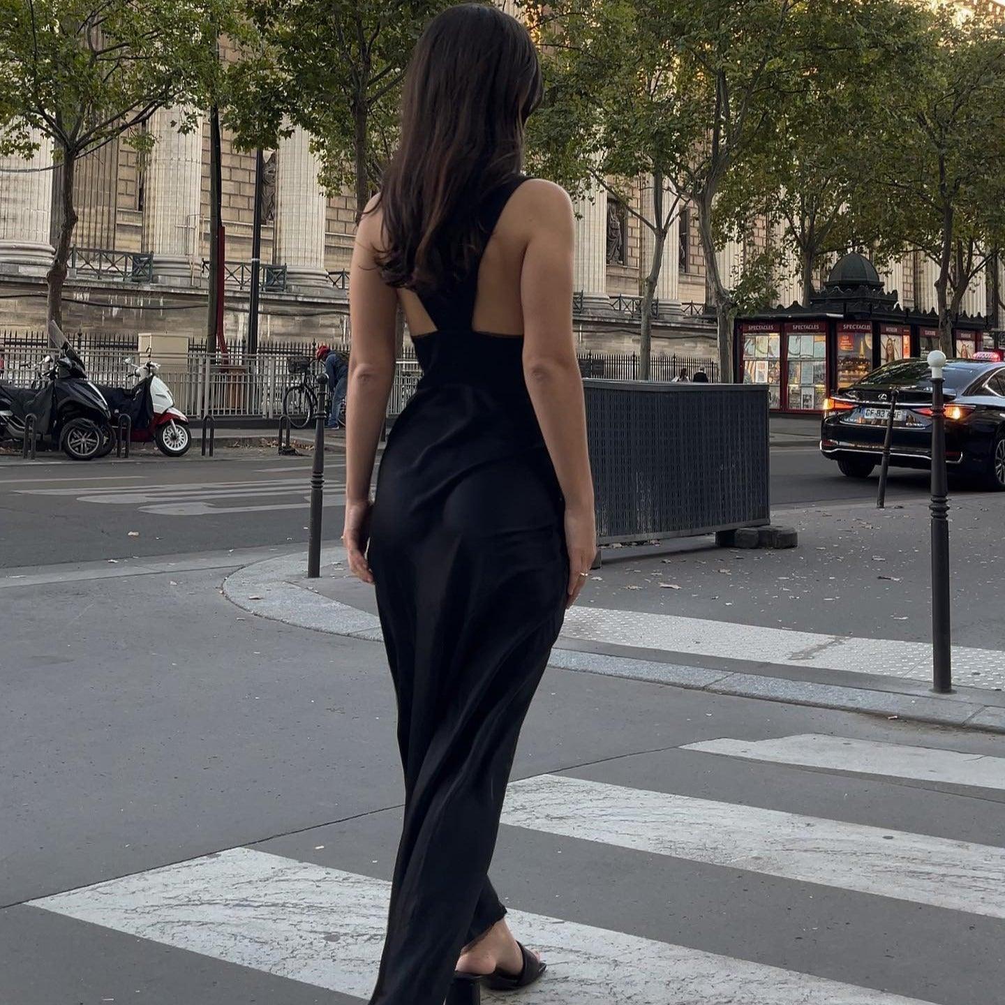 Atara Lace Cut Out Maxi Dress - Black / S - Be My Shine