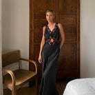 Atara Lace Cut Out Maxi Dress - Black / S - Be My Shine