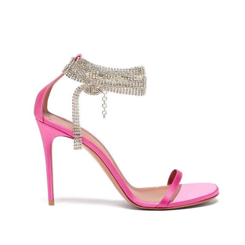 Atina Crystal-Embellished Ankle Strap Sandals - Purple / 5 - Be My Shine