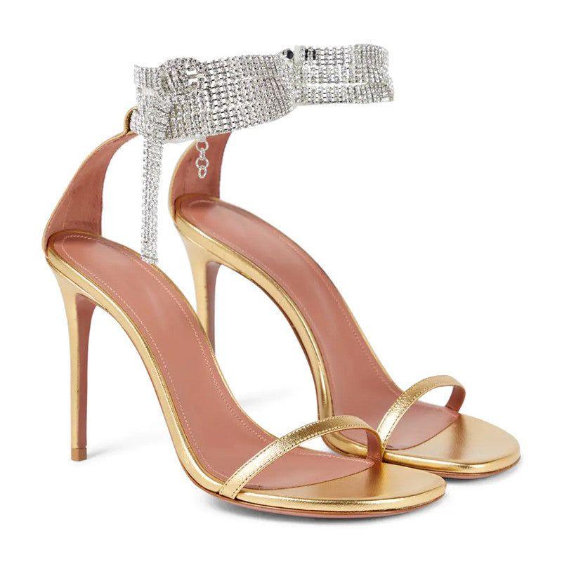 Atina Crystal-Embellished Ankle Strap Sandals - Purple / 5 - Be My Shine