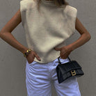 Aya Vintage Ribbed Turtleneck Knitted Vest - S / Apricot - Be My Shine