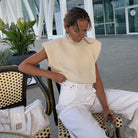 Aya Vintage Ribbed Turtleneck Knitted Vest - S / Apricot - Be My Shine