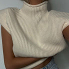 Aya Vintage Ribbed Turtleneck Knitted Vest - S / Apricot - Be My Shine