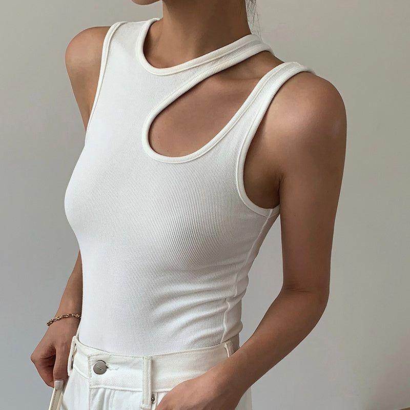 Ayah Asymmetric Cut Out Top - White / S - Be My Shine