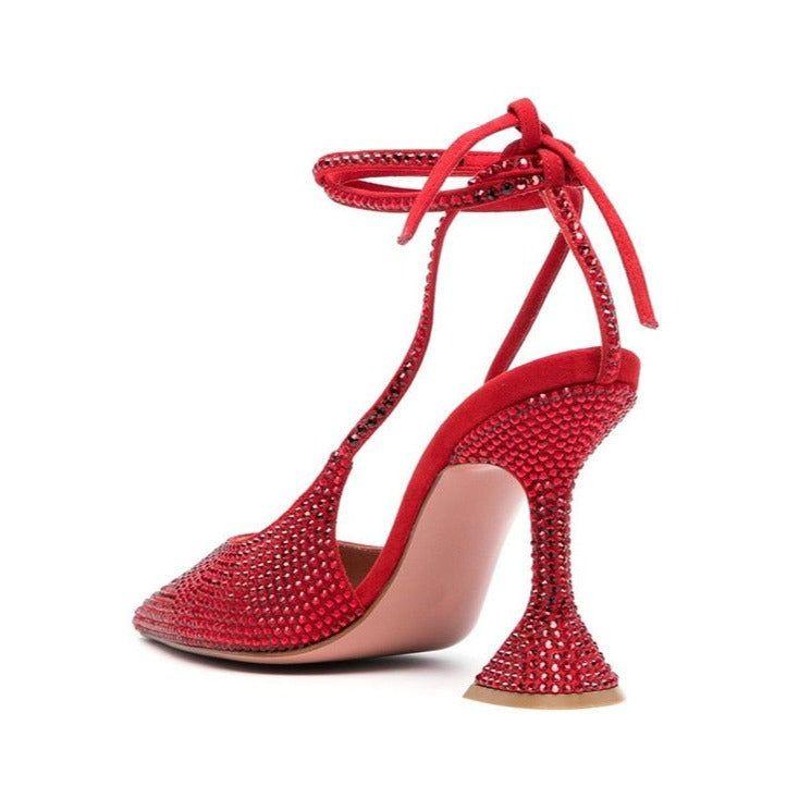 Aylin Crystal Lace Up Heels - Green / 4 - Be My Shine