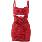 Carina Cutout Embellished Ruched Mini Dress - Red / S - Be My Shine