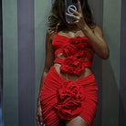 Carina Cutout Embellished Ruched Mini Dress - Red / S - Be My Shine