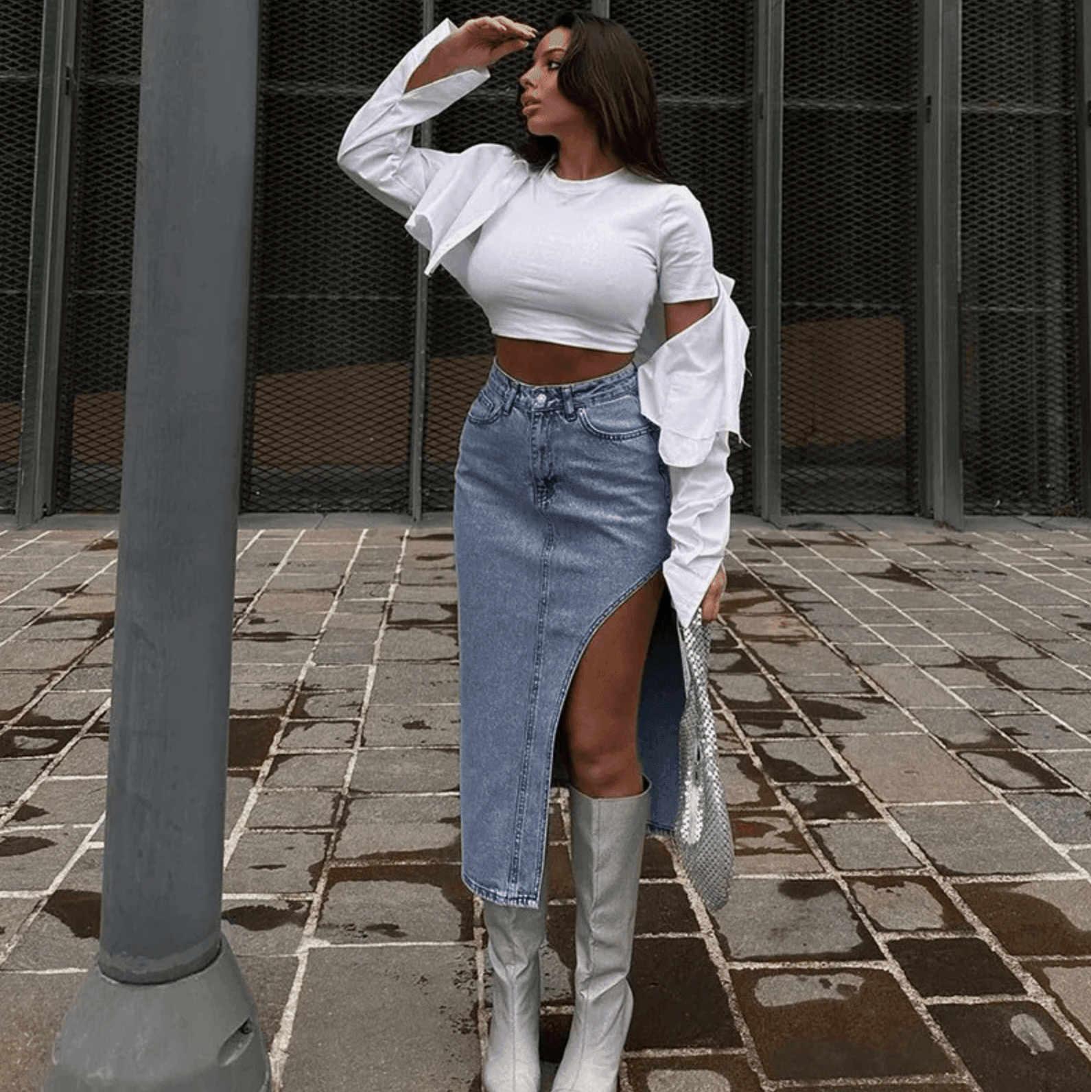 Carissa High Waist Slit Midi Skirt - Blue / S - Be My Shine