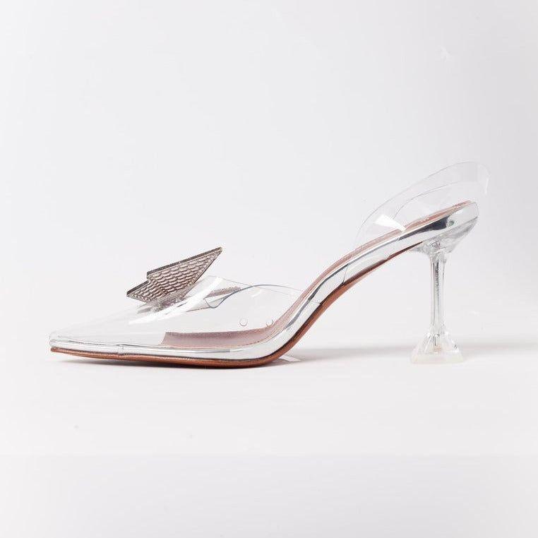 Casablanca Crystal Butterfly Brooch Heels - 3.5 in (9 cm) / 5 / Clear - Be My Shine