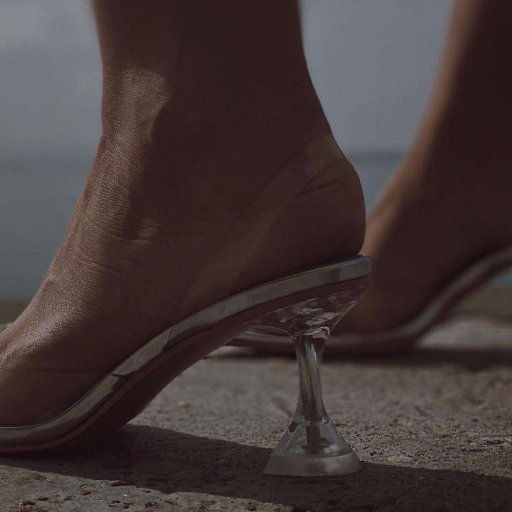 Casablanca Crystal Butterfly Brooch Heels - 3.5 in (9 cm) / 5 / Clear - Be My Shine