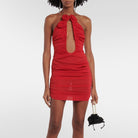 Catalina Floral Appliqué Ruched Mini Dress - Red / XS - Be My Shine