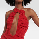 Catalina Floral Appliqué Ruched Mini Dress - Red / XS - Be My Shine