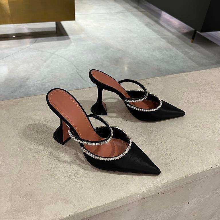 Caterina Crystal Embellished Satin Heels - Black / 4 - Be My Shine