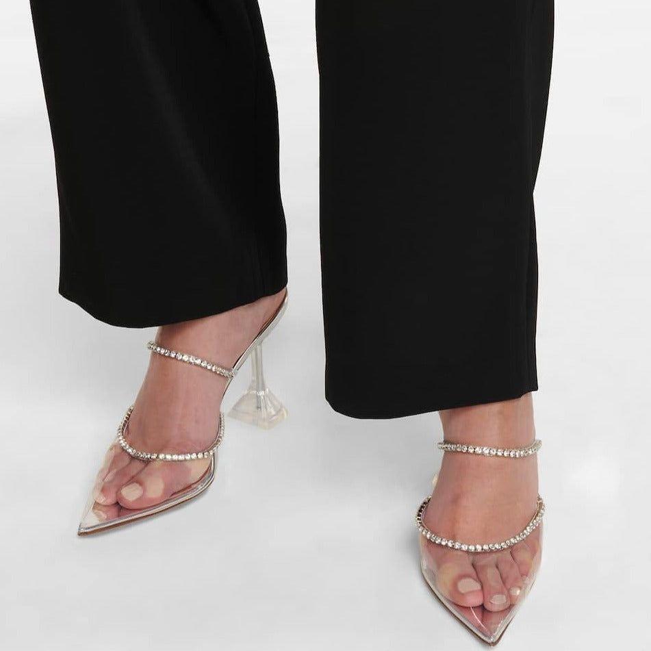 Caterina Crystal Embellished Satin Heels - Black / 4 - Be My Shine