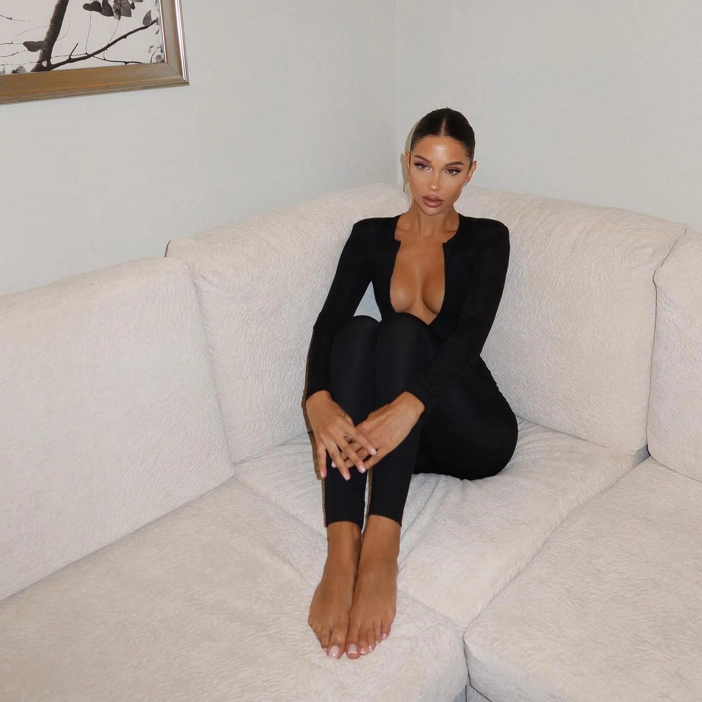 Cecily Long Sleeved Jumpsuit - Black / S - Be My Shine