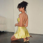 Cherise Satin Summer Mini Dress - Yellow / S - Be My Shine