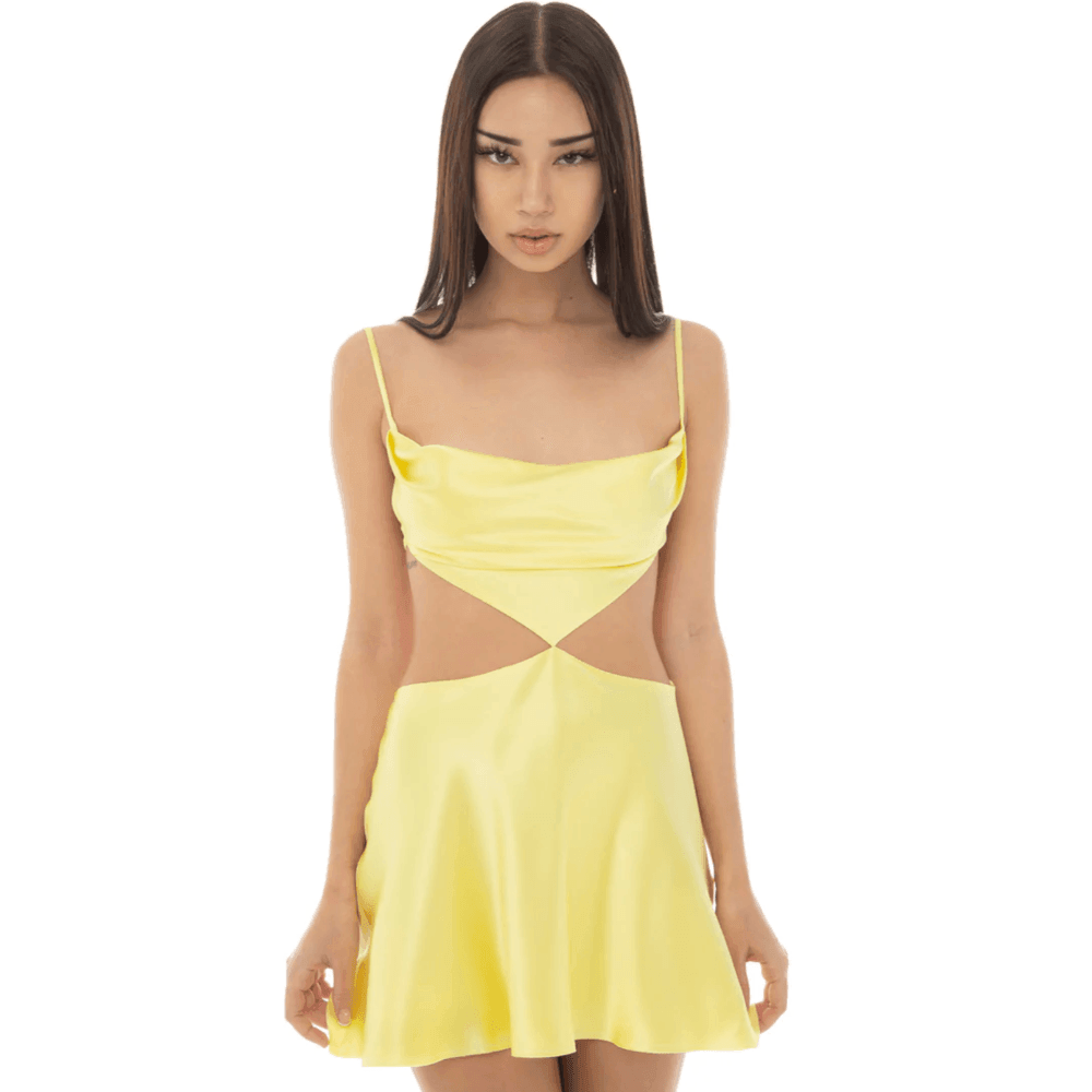 Cherise Satin Summer Mini Dress - Yellow / S - Be My Shine