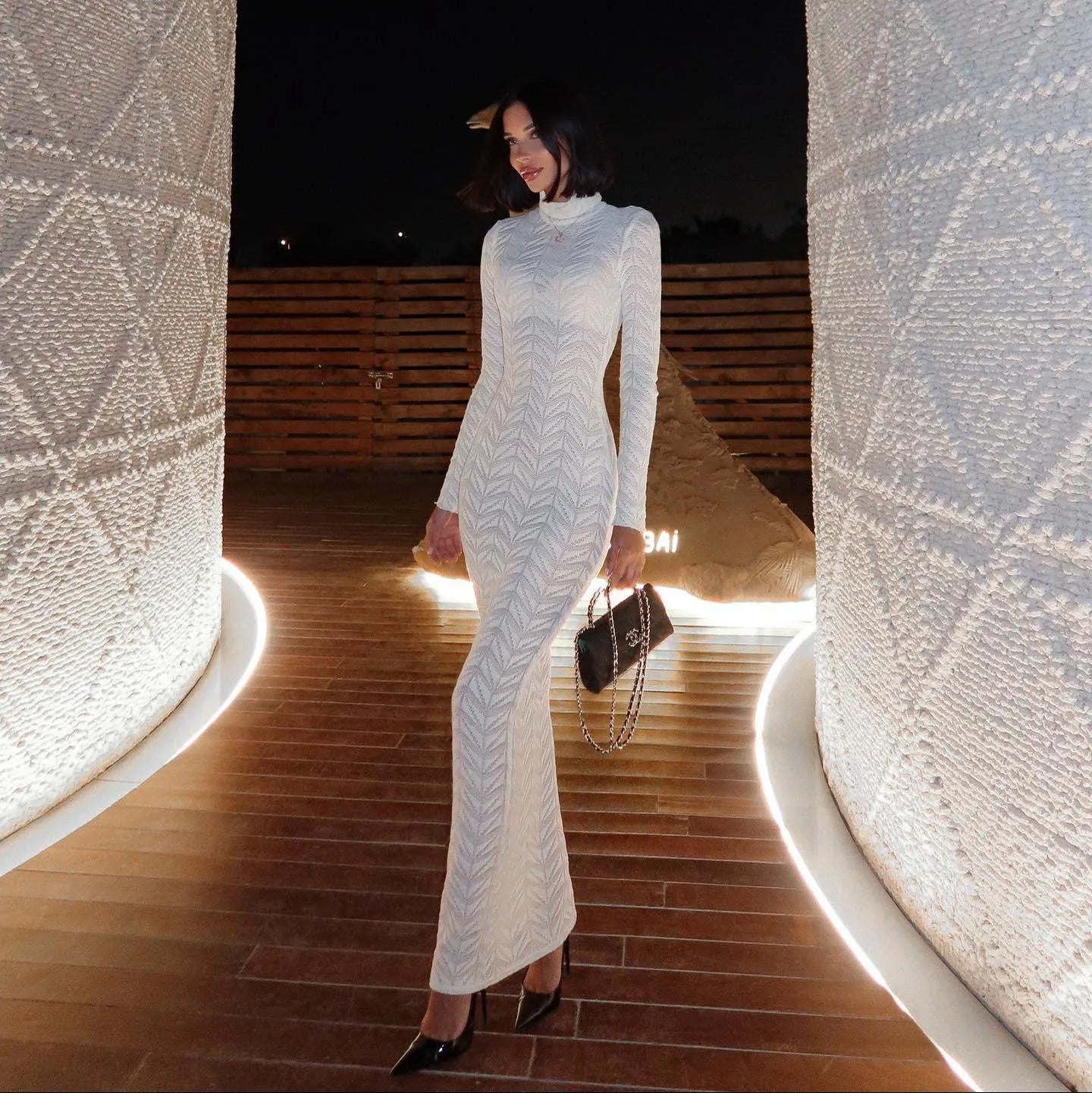 Cressida Knitted Turtleneck Maxi Dress - White / S - Be My Shine