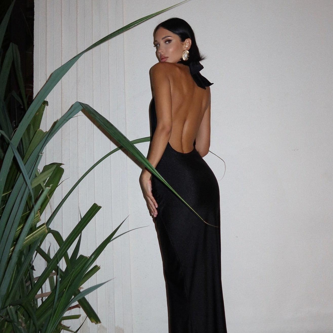Damira Halter Backless Maxi Dress by BeMyShine Be My Shine Damira Halter Backless Maxi Dress by BeMyShine Be My Shine